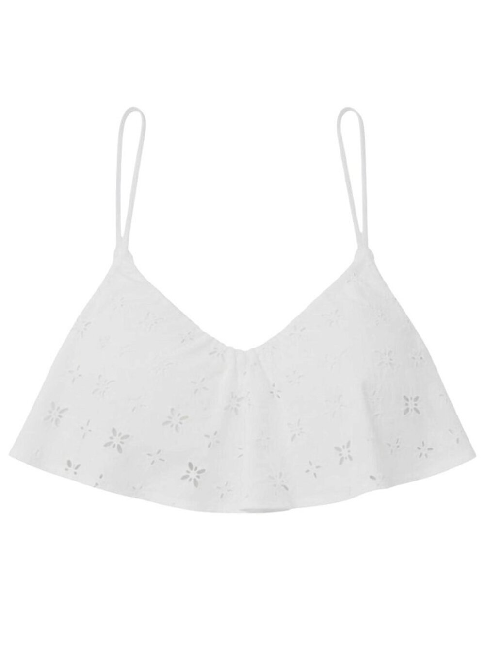 Arizona Jean Co White Eyelet Flounce Bandeau Triangle Bikini Top Sz Small Padded
